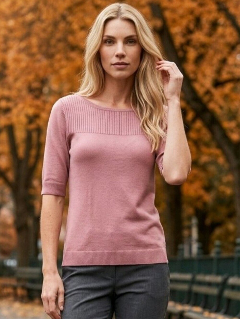 🩷🌷MELISSA PAIGE Shimmer Iridescent Blush Pink Ribbed Sweater Top Size PXL NWT
